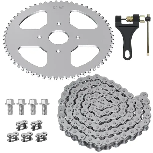 Miniatura 10 de YOXUFA Mini piñón de bicicleta 60T con 420 cadenas 90 eslabones compatibles con Coleman CT200U BT200X CT200U-EX Baja Warrior Massimo TrailMaster