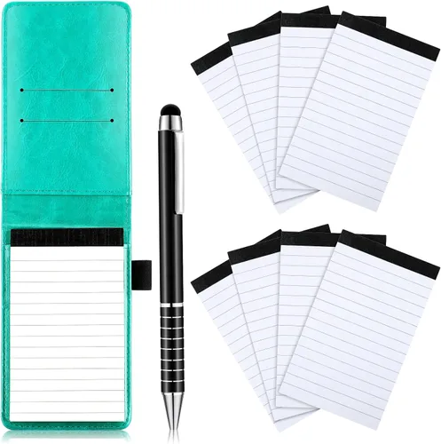 Miniatura 9 de Juego de bloc de notas pequeño, 10 piezas, incluye mini soporte para bloc de notas con 50 hojas con reglones, bolígrafo de metal y 8 cuadernillos