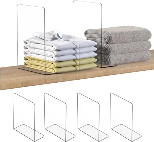 Miniatura 15 de OKPOW Separadores de Estantes Organizador de Armario - 12" de Alto X 11.8" de Profundidad Acrílico Transparente Resistente Separador para Ropa