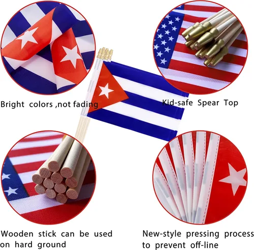 Miniatura 4 de TSMD Mini banderas de mano cubanas pequeñas, 5 x 8 pulgadas, paquete de 12