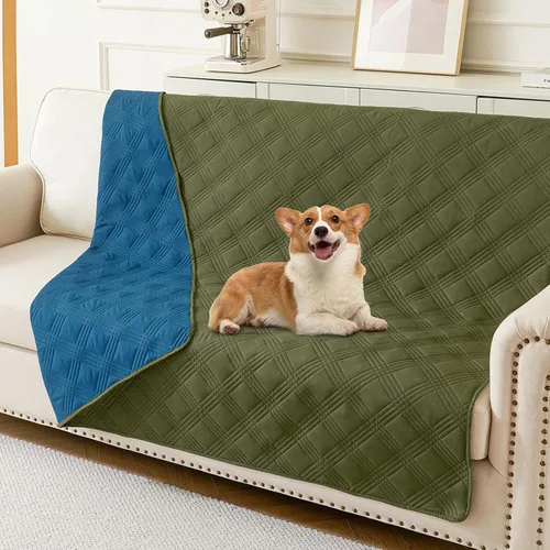 Miniatura 16 de hyha Manta impermeable para perros, manta reversible para cama de mascotas, funda suave para sofá/sillón lavable para perros, fundas impermeables