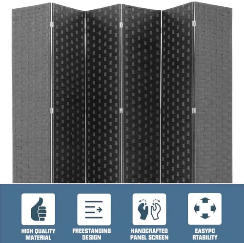 Miniatura 3 de Divisores de habitación y pantallas de privacidad plegables, 4 paneles de 6 pies, divisor de separación de habitación portátil plegable de 6 pies