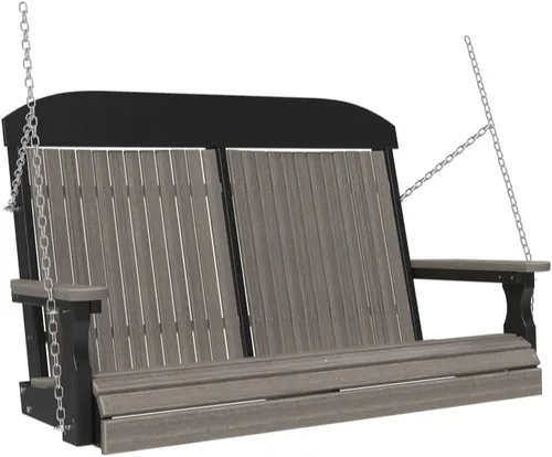 Miniatura 11 de LuxCraft Columpio clásico de poliéster de 4 pies con respaldo alto, fabricado con plásticos reciclados, fabricado en Estados Unidos (caoba antigua)