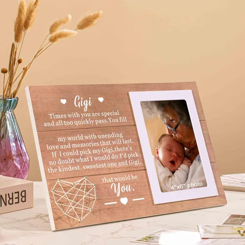 Miniatura 5 de NZY Regalos de Navidad para Gigi Abuela, Marco de Fotos de Madera para Foto de 6"x 4", Regalos de Cumpleaños y Día de la Madre para Abuela, La Mejor