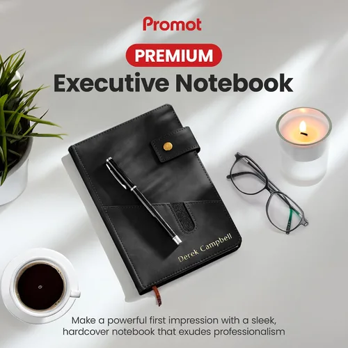 Miniatura 2 de Promot Cuaderno Personalizado - Diario en Cuero A5 con Páginas Rayadas para Hombres y Mujeres - Cuaderno Ejecutivo de Tapa Dura, Diario Diario