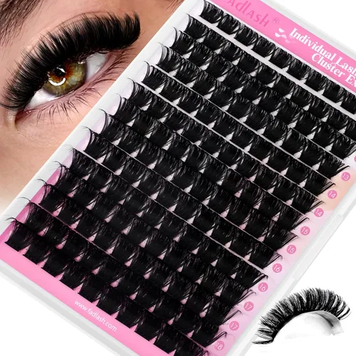 Miniatura 29 de Extensiones de pestañas en racimo 20D, bandeja mixta con pestañas individuales en racimo, de visón negro, para colocar en casa, maquillaje