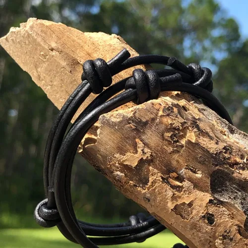 Miniatura 24 de 3 mm Men Genuine Leather Bracelet - Handmade Adjustable Cuff, Mens Minimalism Leather Wrap Wristband, Simple Accessories, Premium Leather, Women