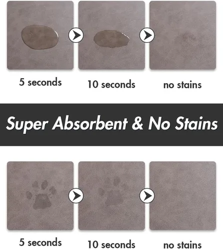 Miniatura 2 de MontVoo - Alfombrilla absorbente para alimentación de mascotas - Alfombrilla para mascotas sin manchas para cuenco de comida y agua - Alfombrilla