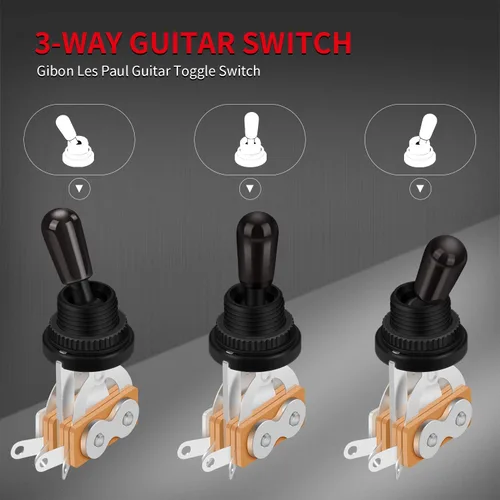 Miniatura 2 de DaierTek Selector de pastilla de interruptor de palanca de guitarra de 3 vías para guitarra eléctrica Gibson Epiphone Les Paul (punta negra)