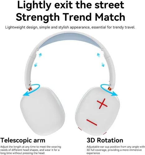 Miniatura 6 de Auriculares Bluetooth sobre la oreja, auriculares inalámbricos Bluetooth 5.3, tiempo de reproducción de 20 horas, micrófono, auriculares ligeros