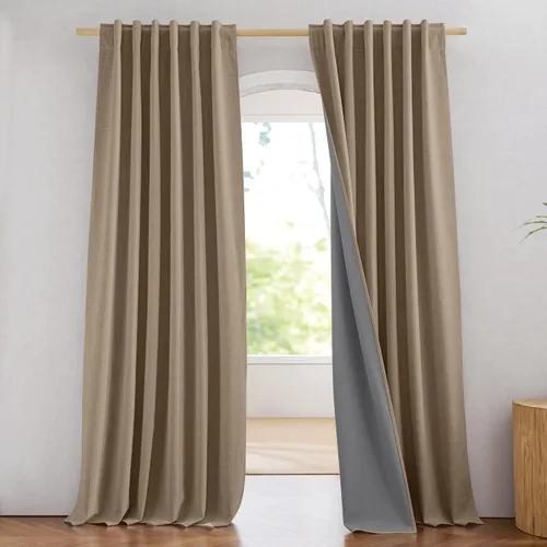 Miniatura 19 de NICETOWN Cortinas 100% opacas de 63 pulgadas de largo, 2 paneles de cortinas cortas con aislamiento térmico con forro para dormitorio, cortinas