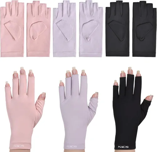Miniatura 2 de KADS Guantes UV para lámpara de uñas, guantes profesionales de protección UV UPF100+, guantes sin dedos, protegen la piel del sol y la lámpara