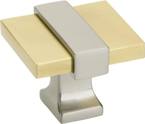 Amerock | Perilla de gabinete | Oro cepillado/níquel satinado | 35 mm de longitud | Overton | 1 paquete | Perilla para cajón | Herrajes para gabinete