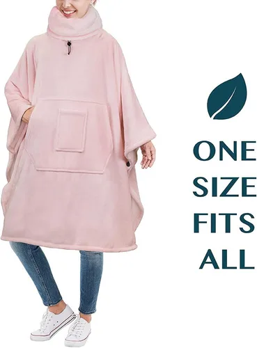 Miniatura 5 de PAVILIA - Poncho de manta portátil para mujer y hombre, sudadera con capucha y calentador de cuello de gran tamaño, suéter de forro polar suave