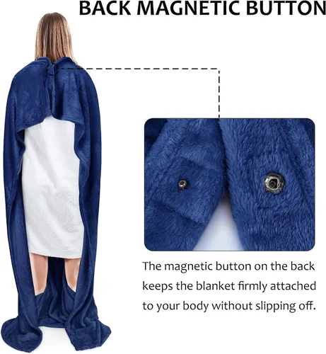 Miniatura 5 de Tirrinia Manta de Viaje con Almohada - Manta de Avión Vestible con Bolsillos para los Pies para Vuelos Largos, Manta Bata Accesorio de Avión