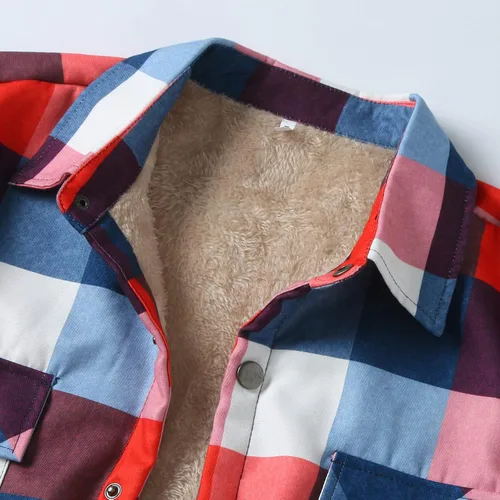 Miniatura 18 de Camisas casuales de franela de manga larga con botones y ajuste regular para hombre para otoño e invierno con forro polar