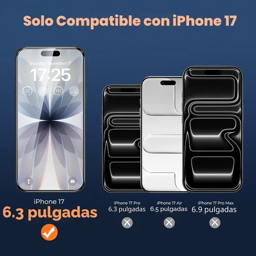 Miniatura 6 de UNBREAKcable Protector de Pantalla para iPhone 17, Paquete de 3 Protectores de Pantalla de Vidrio Templado de Cobertura Completa