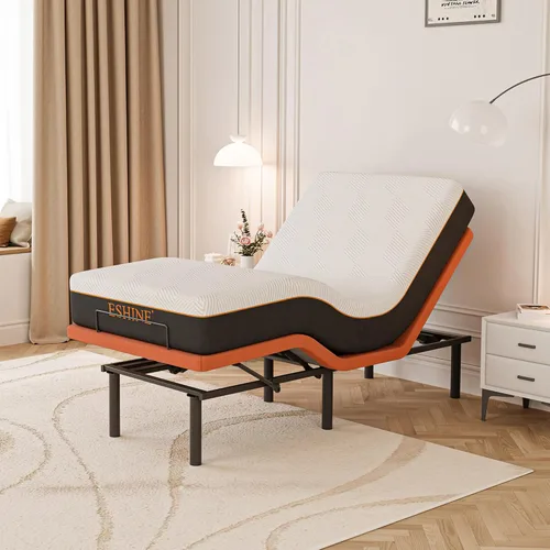 Miniatura 10 de ESHINE Base de cama ajustable Queen – Base ergonómica de cama de gravedad cero, inclinación de pie y cabeza, control por aplicación, control remoto