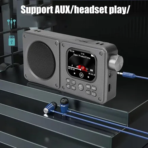 Miniatura 3 de Sanpyl Radio de video AM FM con altavoz Bluetooth 5.4, soporte de radio recargable reproductor MP3 MP4, con conector para auriculares de 0.138 in