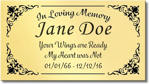 Miniatura 23 de Placa conmemorativa con borde elegante, mensaje personalizado y emblemas de reconocimiento de memoria de identificación, fabricado en Estados Unidos