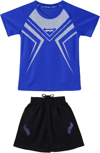 Fldy Conjunto de camisetas y pantalones cortos de fútbol para niños, de secado rápido, uniforme de entrenamiento de equipo deportivo, manga corta,
