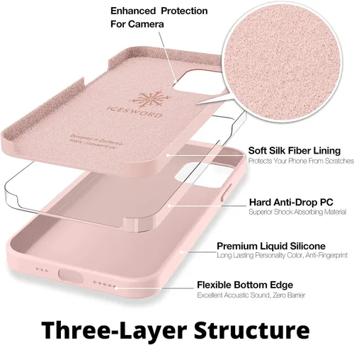 Miniatura 4 de IceSword Funda compatible con iPhone 13 Mini, color rosa arena, fundas de silicona ultra delgada, a prueba de golpes, suave, de 5.4 pulgadas