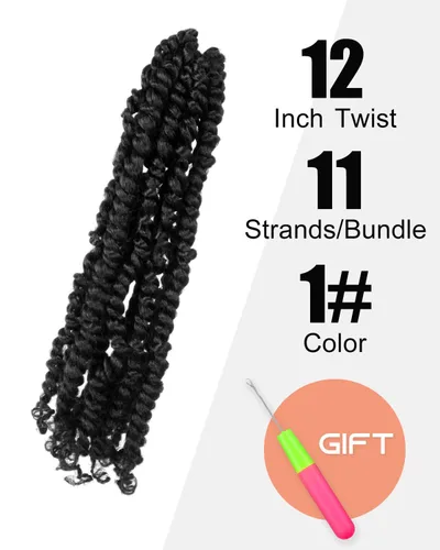 Miniatura 2 de Pelo de Passion Twist, cabello trenzado de estilo Passion Twist de 12 pulgadas, trenzas cortas pretrenzadas de ganchillo jumbo pretrenzado de dos 1#