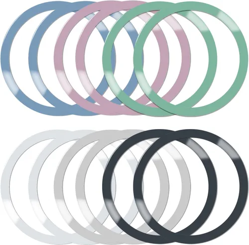 12 piezas de cargador inalámbrico magnético universal anillos de metal con calcomanía, 6 colores, anillos de metal ultra finos compatibles con