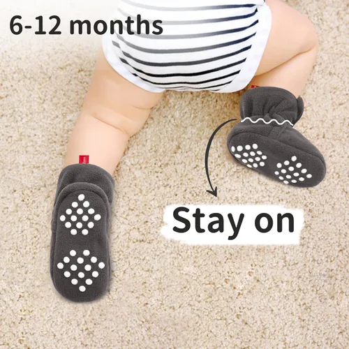 Miniatura 5 de Botines de forro polar para recién nacido, unisex, antideslizantes, para recién nacidos, primeros pasos, zapatos cálidos para la casa para bebés