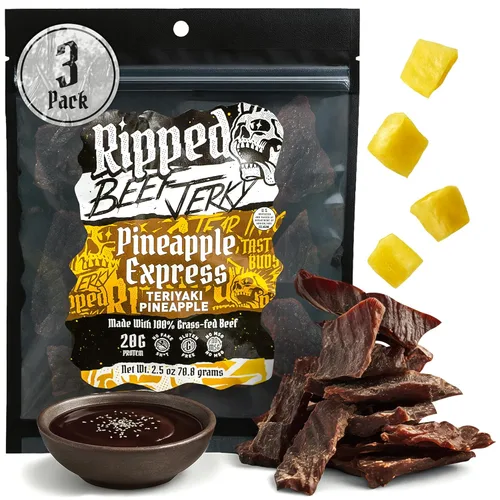 Miniatura 12 de Ripped Beef Jerky - 100% carne de res alimentada con pasto, 20g de proteína, ingredientes reales, sin gluten, sin MSG, hecho en EE. UU.