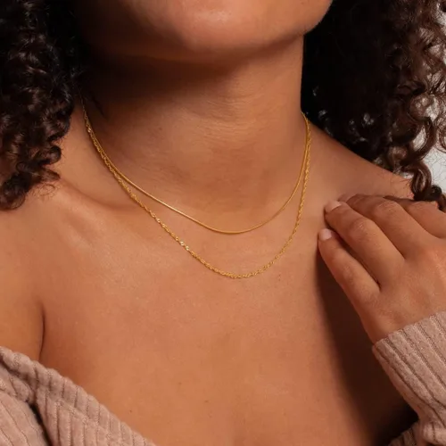 Miniatura 62 de Collares en capas para mujer, chapados en plata, delicada cuerda torcida de serpiente, delicado collar en capas, gargantilla de diferentes
