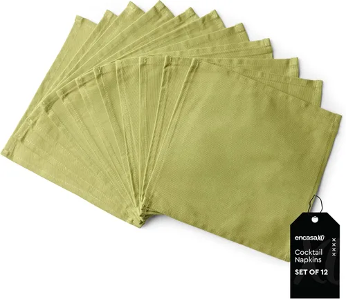 Miniatura 18 de Encasa XO Cocktail Cloth Napkins Set of 12 Pure Cotton Table Napkin Size (9"x9") B Grey Solid Machine Washable
