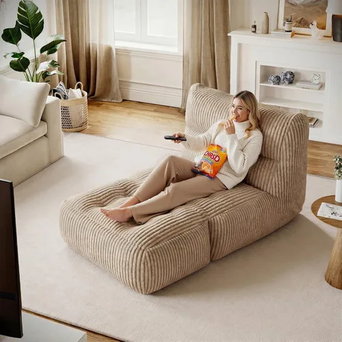 Miniatura 7 de Homkdom Puf gigante para adultos, de 31.49 pulgadas de alto con otomana plegable para sala de estar, dormitorio o balcón, sillón grande con relleno