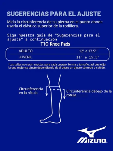 Miniatura 5 de Mizuno Youth T10 Plus Rodillera de voleibol, talla única, color blanco
