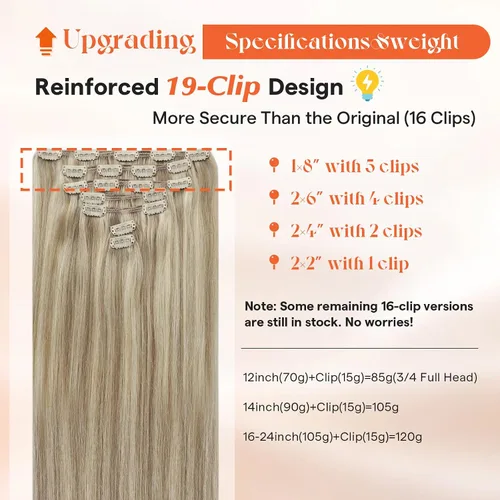 Miniatura 3 de Sunny Hair - Extensiones de clip de cabello humano real - rubio dorado con reflejos rubio claro - 24 pulgadas, 7 unidades, 4.23 onzas