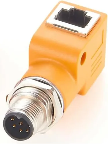 Miniatura 17 de Elecbee Adaptador de mamparo M12 a RJ45 impermeable M12 A Código 8 Pin hembra a RJ45 Jack de ángulo recto naranja