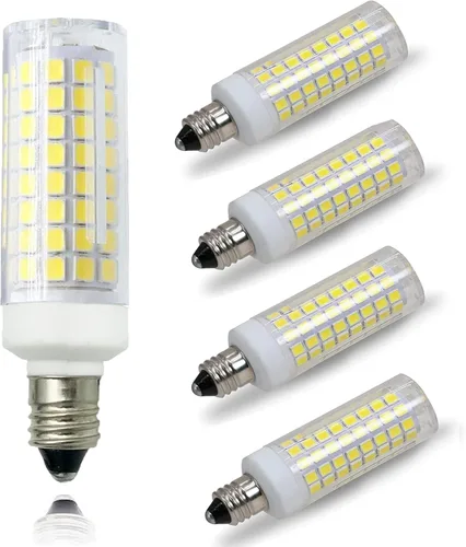 Miniatura 10 de [Paquete de 5] Bombilla LED E11 de 7 W, regulable, base de mini candelabro, equivalente a halógeno, equivalente a 75 W, bombilla de maíz T3/T4 JD