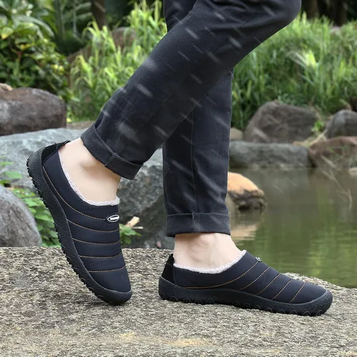 Miniatura 6 de UBFEN - Pantuflas cálidas de invierno para hombre y mujer con forro de felpa mullida, zapatos de casa con suela de goma antideslizante