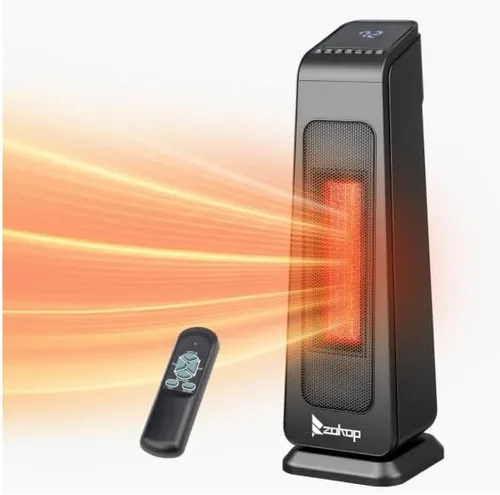 Miniatura 9 de ROVSUN - Calentador de espacio eléctrico de 17''H con control remoto, calentador de torre portátil con oscilación de 70°, temporizador, termostato