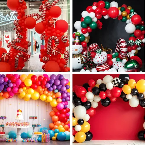 Miniatura 7 de RUBFAC Globos rojos, diferentes tamaños, 105 unidades de 5/10/12/18 pulgadas para arco de guirnalda, globos de látex para revelación de género