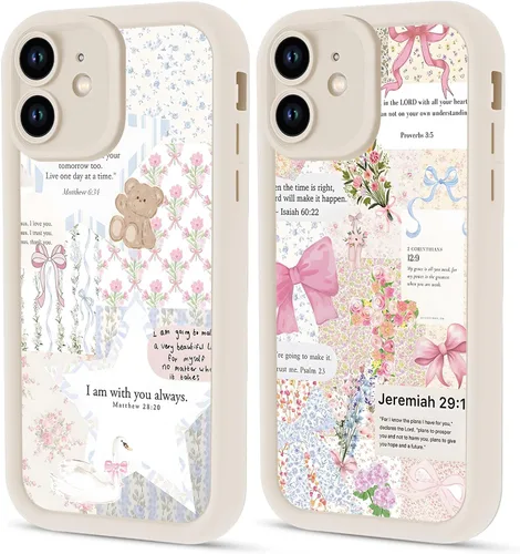 Miniatura 24 de Paquete de 2 fundas protectoras para iPhone 13 de 6.1 pulgadas con versículo bíblico de Jesús y cruz cristiana floral, para mujeres y niñas, funda