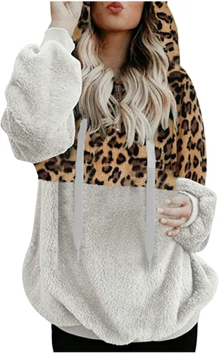 Hoodies for Women Fluffy Zip Up Hoodies Long Sleeve Sweatshirt Tops Hood Winter Warm Jacket Shaggy Coats Overcoat
