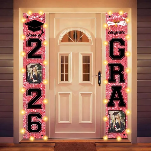 Miniatura 37 de Decoraciones personalizadas para fiestas de graduación 2026 – Cartel de felicitación de graduación grande – Cartel de fondo de graduación