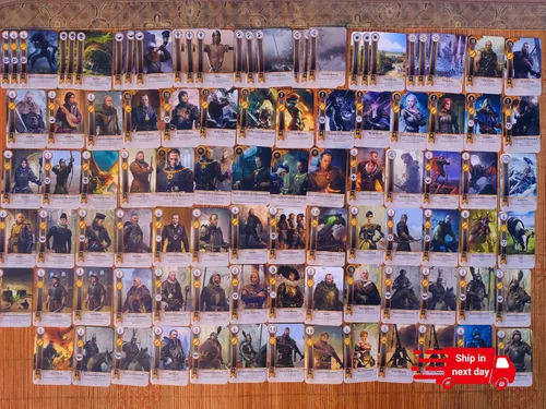 Miniatura 7 de Cartas Gwent (5 mazos, 527 cartas con 12 cartas de regla). Regalo para Navidad Total de 527 cartas más tapete de juego, mapa.
