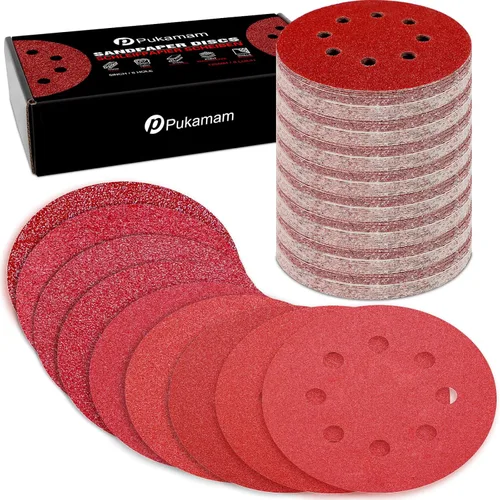 Miniatura 36 de 2 almohadillas de repuesto para lijadora de 5 pulgadas, 8 agujeros de gancho y bucle con 3 orificios para tornillos para lijadora orbital aleatoria