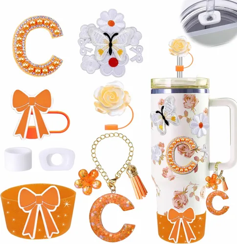 Miniatura 24 de 15 piezas de set de accesorios para vaso Stanley Cup 30oz 40oz con asa, incluye cubierta de pajita de silicona y bota, encanto de asa, encantos