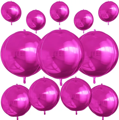 Miniatura 53 de 12 globos redondos de aluminio azul marino, globos de helio 4D de 22 pulgadas, 15 pulgadas, 10 pulgadas, globo de aluminio azul metálico