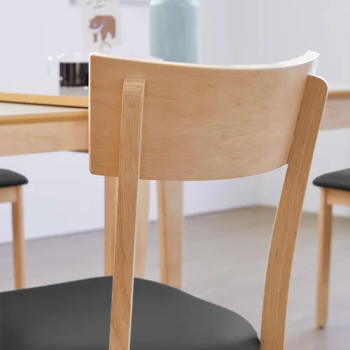 Miniatura 9 de Livinia Mint - Juego de 2 sillas de comedor, asiento tapizado de piel sintética de roble malasio sólido, sillas laterales rectas (natural)