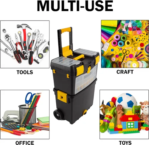 Miniatura 6 de Caja de herramientas portátil con ruedas, cómoda asa plegable y parte superior extraíble – Organizadores y almacenamiento de herramientas de Stalwart