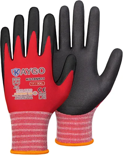Miniatura 69 de KAYGO Guantes de Trabajo de Seguridad con Revestimiento de Nitrilo MicroFoam, 3 Pares KG18NB, Guante de Punto Sin Costuras de Nylon con Dedos Gris